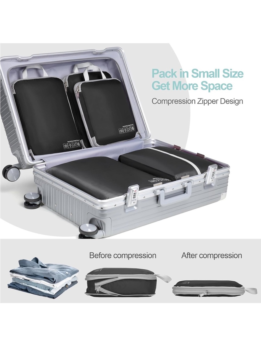 Travel Packing Compression Cubes Set - Picture 3 of 7